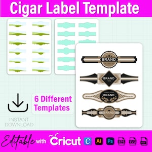 Cigar Label Template Bundle, Cigar Label Svg, Cigar Sticker Template, Cigar Wrapper Template, Cigarette Sticker Template, Custom Cigar Bands