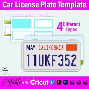 Car License Plate Template, Car License Frame Template, License Plate, License Plate Svg, Canva Editable License Plate, Sublimation Template
