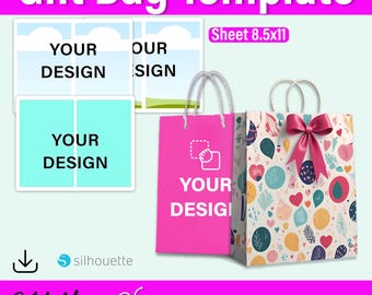 Gift Bag Template, ,Gift Bag Label,  Paper Bag Template, Birthday Bag Template, Customizable  Gift Bag , Gift Bag svg, Party Favor Template