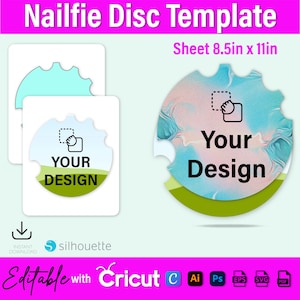 Disc-sjabloon Nailfie, Nailfie-gesneden bestand, Nailfie-sjabloon, nageltechnicus, slepen en neerzetten Nailfie Disc Svg, Nail Tech cadeau, schoonheidssalon Prop
