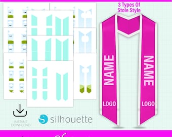 Plantilla de estola de graduación, estola de graduación en formato SVG, estola de graduación editable en Canva, estola de graduación para sublimación, plantilla de estola con función de arrastrar y soltar.