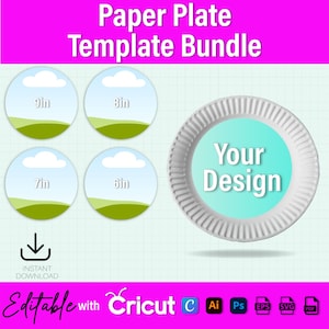 Paquete de plantillas de platos de papel, diseño de platos de papel, maqueta de plato de papel, plantilla de recuerdo de fiesta, maqueta de plato de cocina, plato de cena