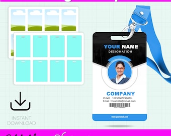 Plantilla de credencial personalizable: Tarjeta de identificación editable en Canva (descarga digital)