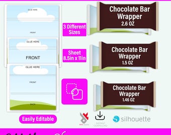 Schokoriegel Wrapper Template Bundle: Bearbeitbare Canva Labels (Digitaler Download)