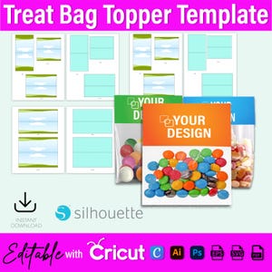 Treat Bag Toppers Template Bundle, Canva Editable Template, Treat Bag Topper Svg, Editable Treat Bag Topper, Treat Bag Stickers, Party favor