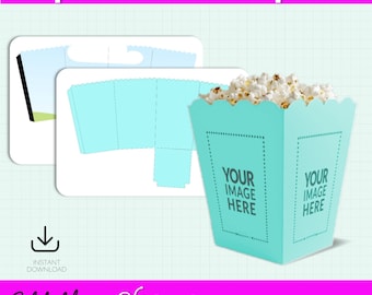Plantilla de caja de palomitas: Caja de refrigerios DIY, editable en Canva (descarga digital)