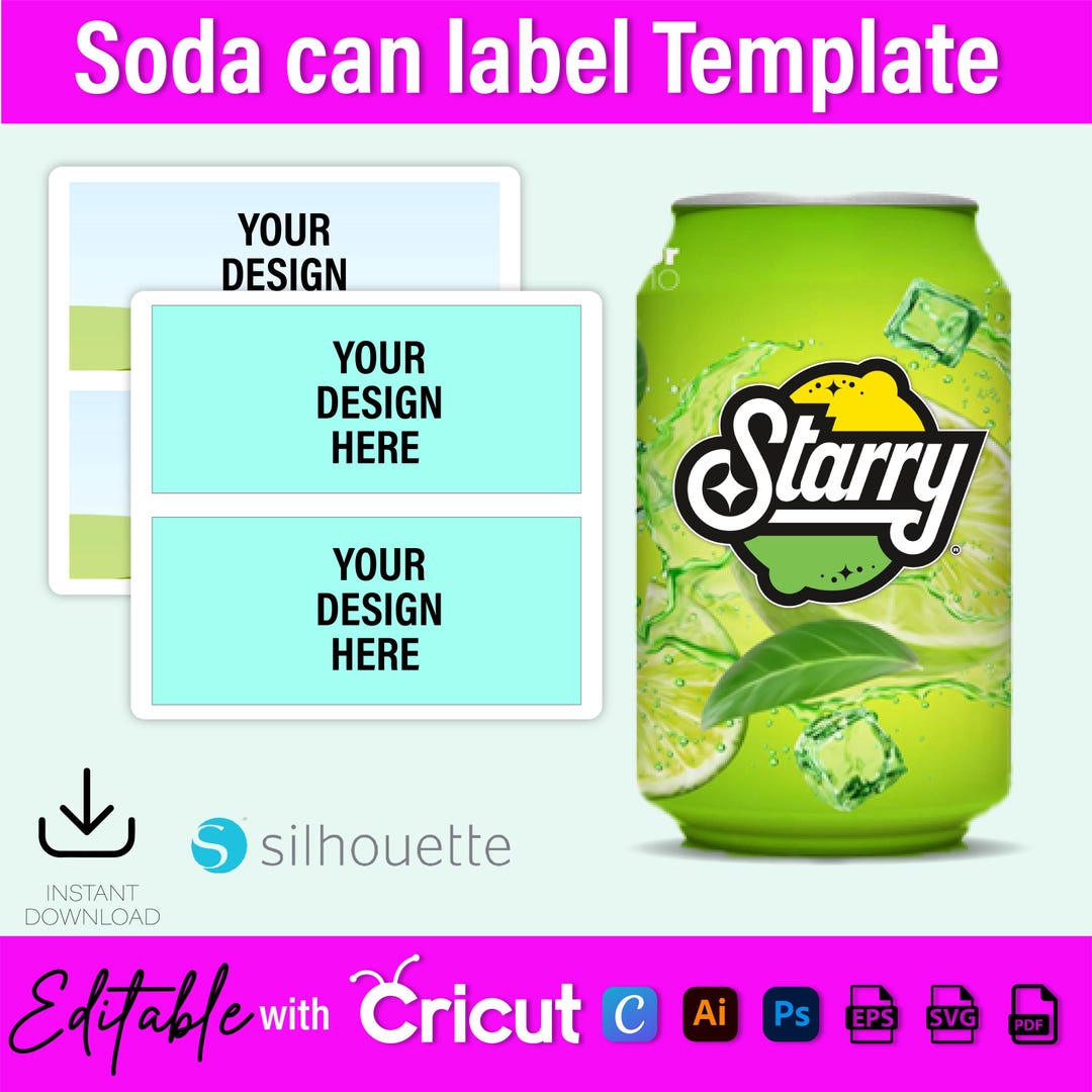 Soda Can Label Template: Blank Wrap SVG, AI, PSD (digital Download) - Etsy