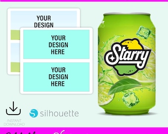 Plantilla de etiqueta para lata de refresco: Envoltura en blanco SVG, AI, PSD (Descarga digital)