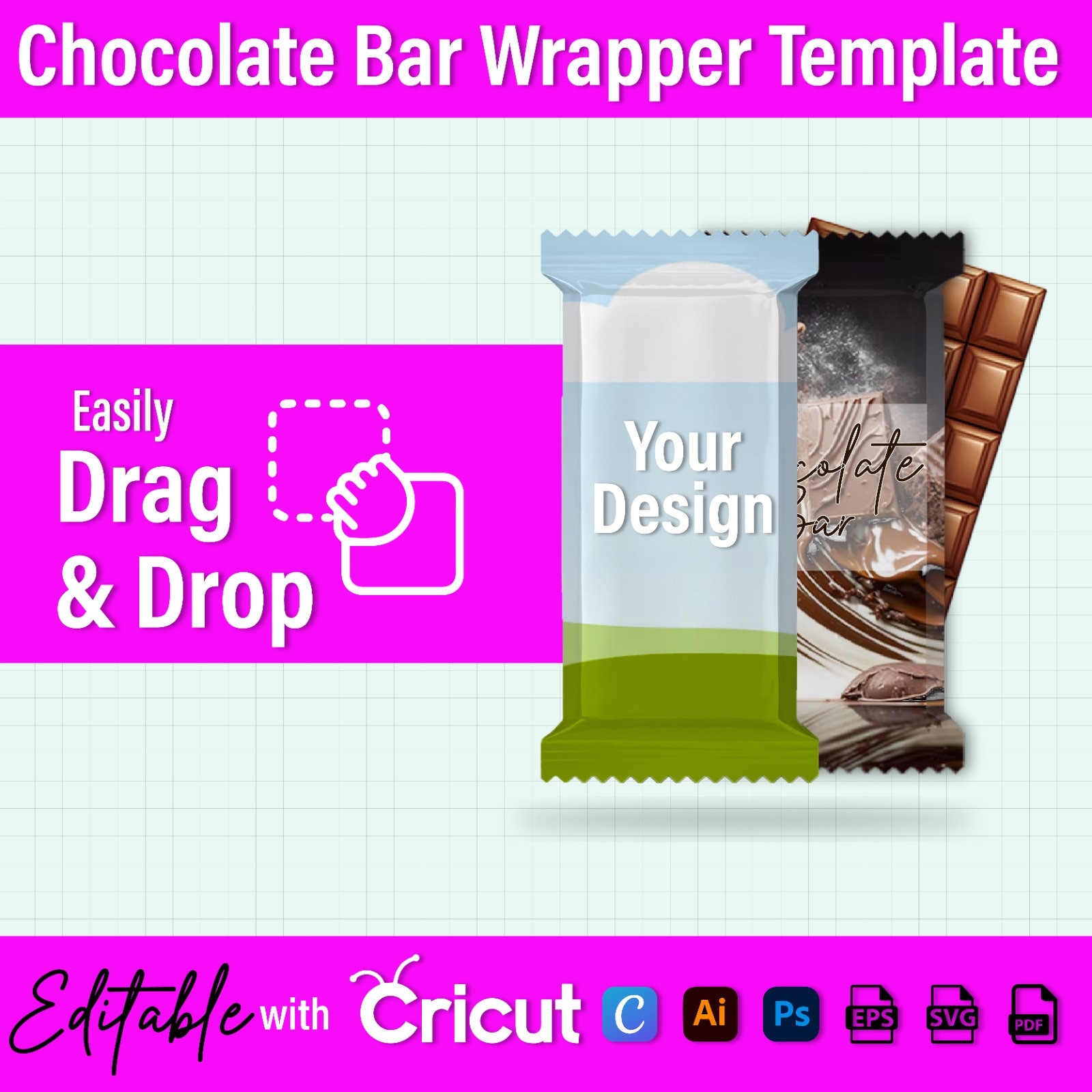 Chocolate Bar Wrapper Template Bundle: Editable Canva Labels (digital ...