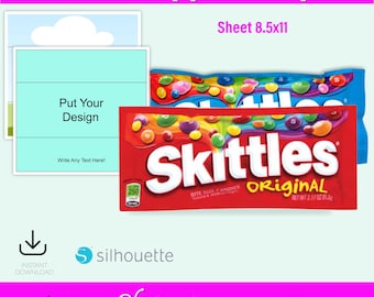 Plantilla para envoltorio de Skittles, SVG para envoltorio de Skittles, etiqueta para envoltorio de Skittles, plantilla para bolsa de patatas fritas, plantilla para caramelos Skittles DIY, envoltorio personalizado