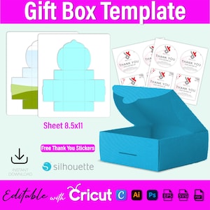 Gift Box Template, Gift Box SVG, Editable Gift Box, Box Template, Packaging Box SVG, Box Vector A4 For Cutting Machine, Printable Gift Box