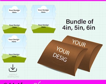 Paquete de plantillas para cajas de almohada, caja de almohada SVG, caja de almohada plegable, plantilla para cajas de regalos de fiesta, caja de regalo SVG, sublimación de cajas de almohada, plantilla de caja