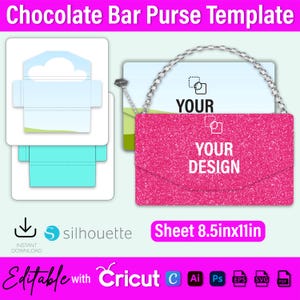 Chocolate Bar Purse Template, Chocolate Bar Purse Wrapper SVG, Chocolate Template, Bar Purse Template, Candybar labels, Party favor Template