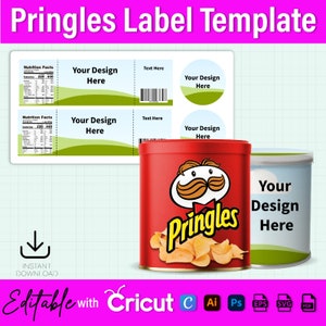 Pringles Label Template: 1.3oz Chip Can, Party Favor (Canva Editable File)
