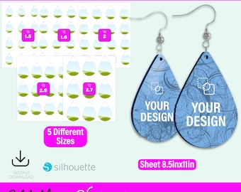 Earring Template Mockups, Round Earring Template, Teardrop Earring Canva Template, Circle Earring Template, Earring Sublimation Template