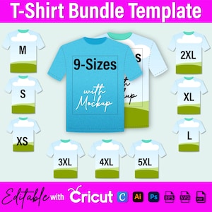 T-Shirt Template Bundle: All Over Design, Canva Editable (Digital Download)