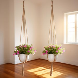 Macramé plantenhanger kwast, hangende plantenbak, hangende plantpot voor binnen, hangende mand gehaakt, eenvoudig minimalistisch boho-decor, geschenken plantenliefhebber