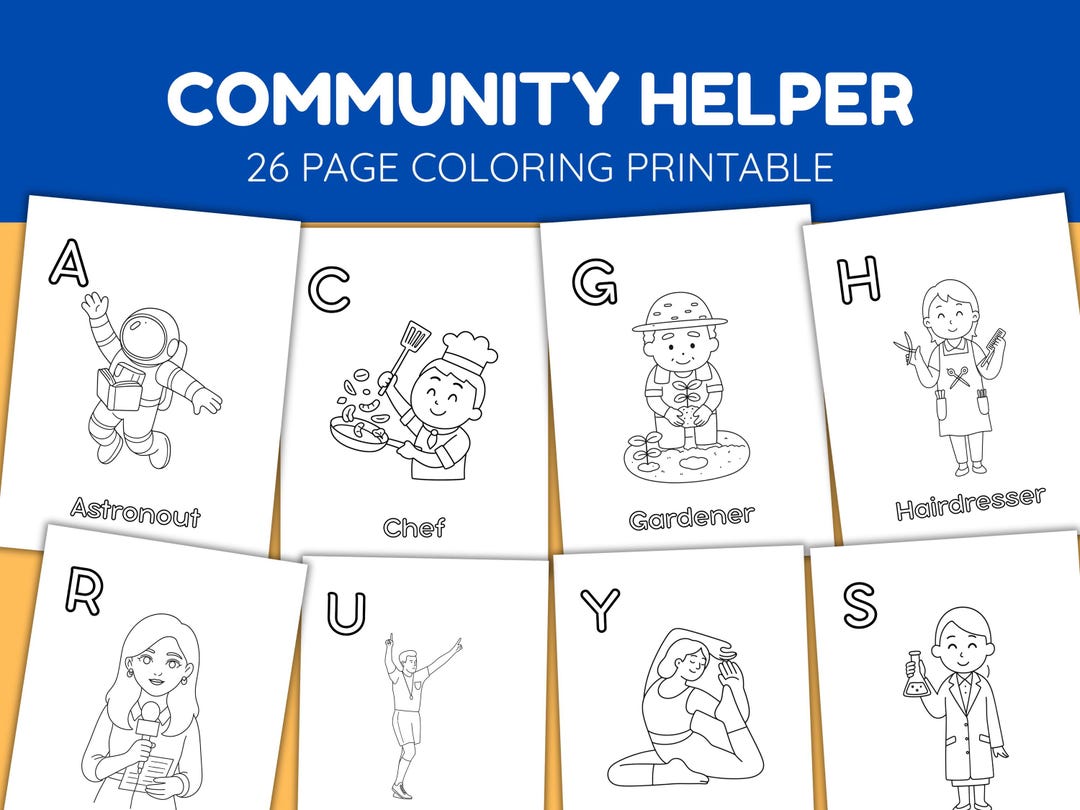 Community Helper Alphabet A-Z Coloring Worksheets, Preschool Learning ...