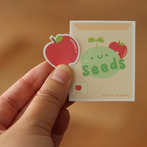 Stickers graines | pomme, fraise, tournesol | Parfait pour les autocollants | Serviette de Loèche | Lentévibes | Vinyle mat