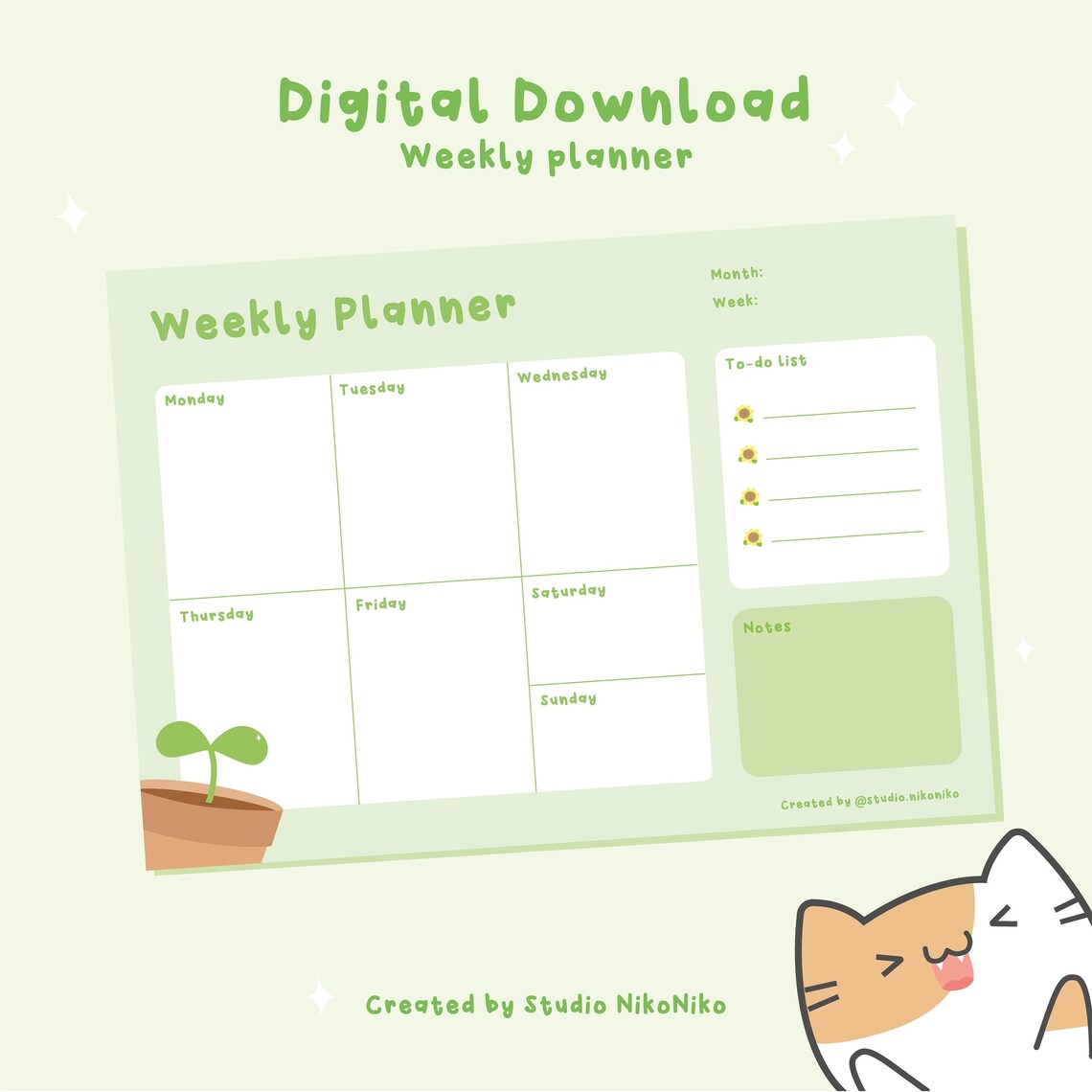 Weekly Planner Digital Download - Sprout | Stationary and Planners | A4 ...