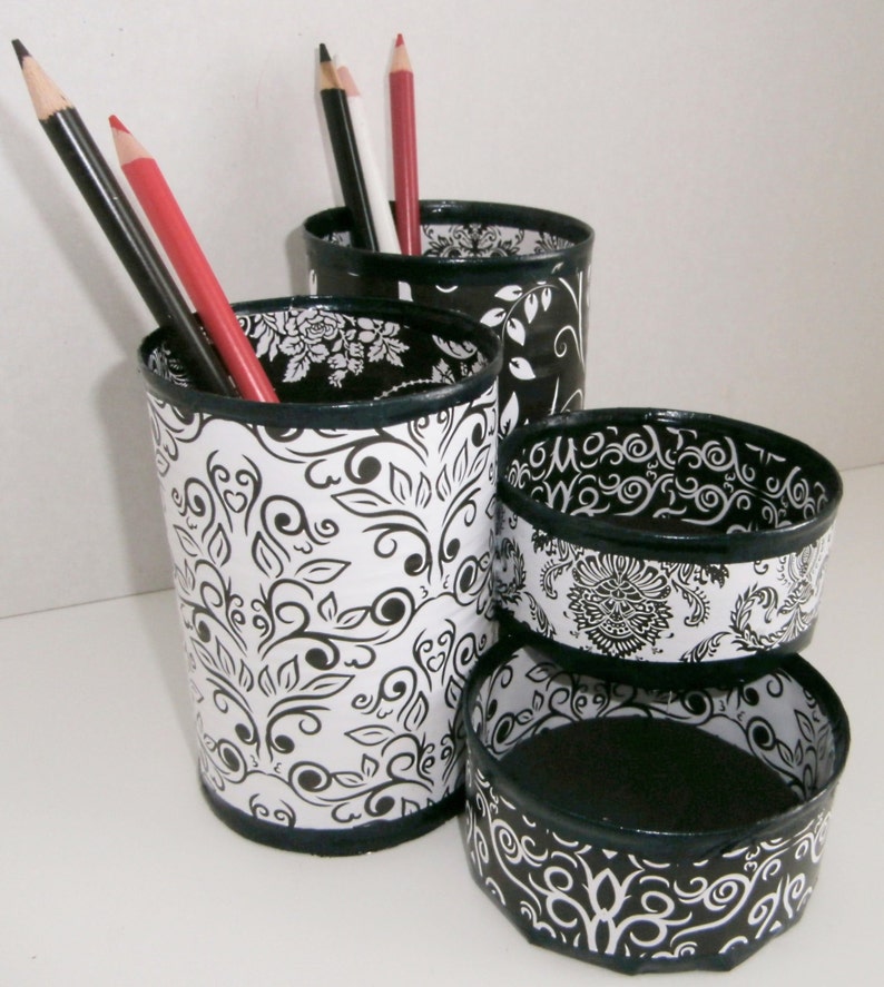 Desk Organizer / Pencil Holder made from upcycled cans Etsy