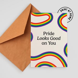 imprimable Fierté arc-en-ciel | Carte DIY | Téléchargement instantané | Carte arc-en-ciel LGBTQ+ | Affirmation homosexuelle