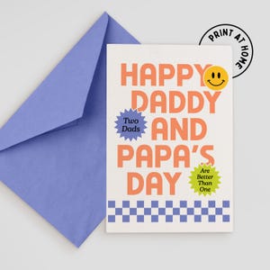 Carte de fête des pères pour deux papas | Carte imprimable | Téléchargement instantané | Rétro carte de voeux | Cadeau bricolage rapide