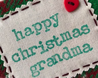 Happy Christmas Grandma - Card for Grandma - Christmas Tweed - Tweed Card - Christmas Grandma