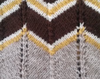 Chevron Beige Brown Yellow Striped Lap Afghan