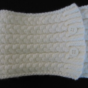 White Cable Neck Warmer Hand Knit Matching Fingerless Gloves Available