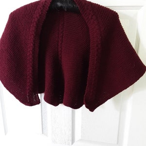 Merlot Red Burgundy Cape Wrap Small Cable Spine and Top