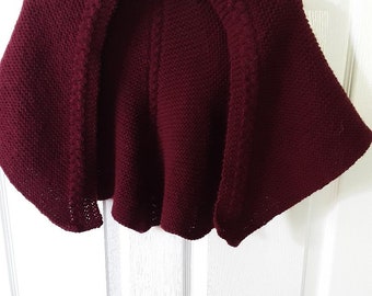 Merlot Red Burgundy Cape Wrap Small Cable Spine and Top