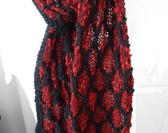 Red and Black Stained Glass Ribon Scarf