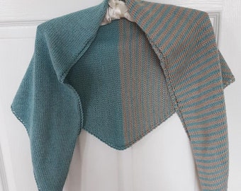 Blue Beige Triangle Cotton Sideways Scarf