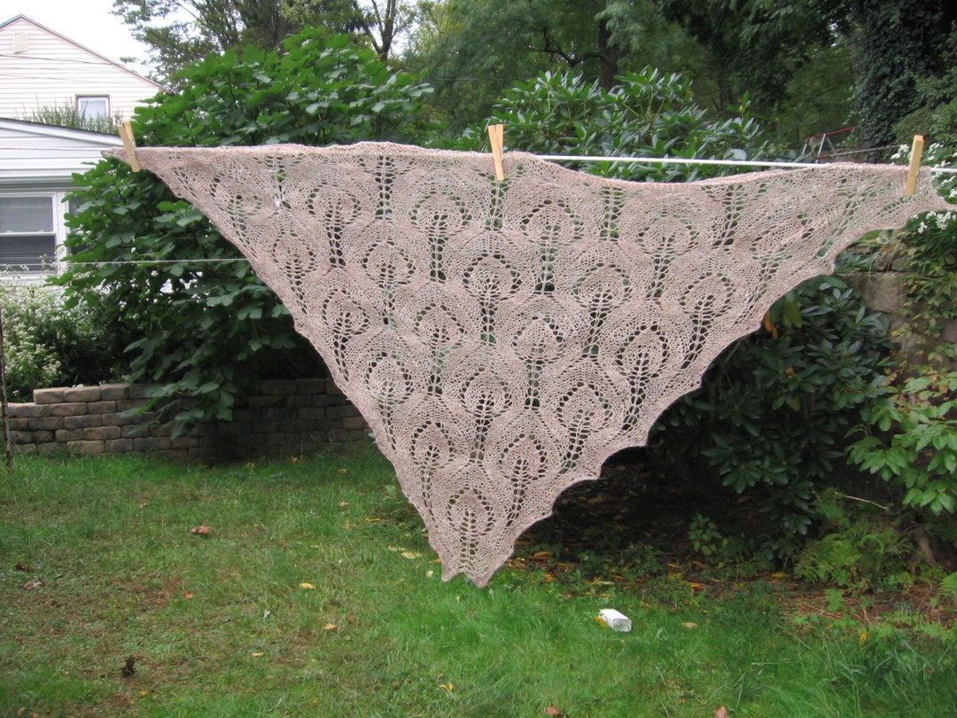 Spring Rye Mix Lace Triangle Shawl Hand Knit - Etsy