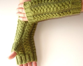 Celery Green Kiwi Hand Knit Fingerless Gloves