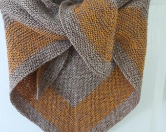 Beige Hues and Yellow Band Triangular Shawl