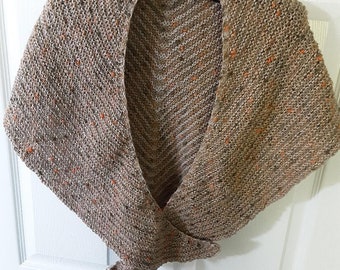 Beige Marled Cotton Mix Colorful Nubby Fine Yarn Shawl