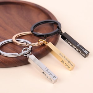 Custom Engraved Key Fob Key Chain,Personalised Bar Keychain,Valentine's Gift Keyring,Drive Safe Keychain,Gift for Groomsman,Gift for Him