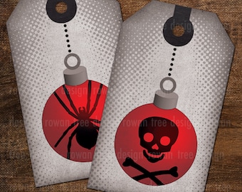 GOTH CHRISTMAS BAUBLES Printable Tags - no. 0007