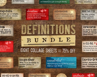 DEFINITIONS BUNDLE Digital Collage Sheet Clip Art Bundle Dictionary Words 75% Off