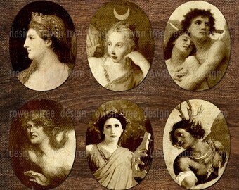 GREEK & ROMAN MYTHOLOGY Digital Collage Sheet 30x40mm Ovals - no. 0221