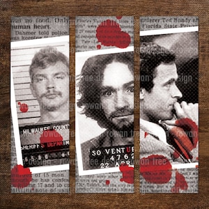 SERIAL KILLERS Digital Collage Sheet 1x3in True Crime - no. 0141