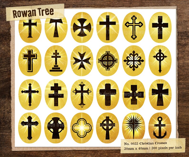 CHRISTIAN CROSSES Printable Sheet 30x40mm Ovals - No. 0033 - Etsy