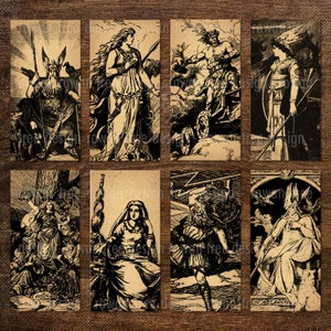 NORSE MYTHOLOGY Digital Collage Sheet 1x2in Viking Gods - no. 0168