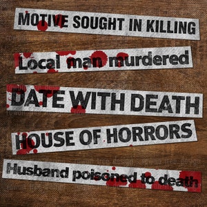 TRUE CRIME HEADLINES Printable Newspaper Headlines Murder Clipart - no. 0027