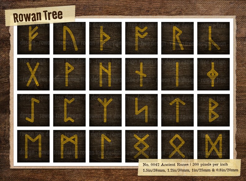 Ancient Text Runes ANCIENT RUNES Digital Collage Sheet Squares Four Sizes - No. 0042 - Etsy UK