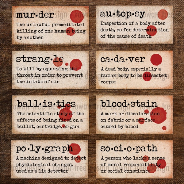 DICTIONARY OF CRIME Digital Collage Sheet 2x1in True Crime - no. 0123