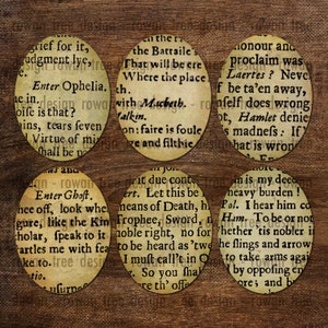 TEXTS FROM SHAKESPEARE Digital Collage Sheet 30x40mm Ovals no. 0072 image 1