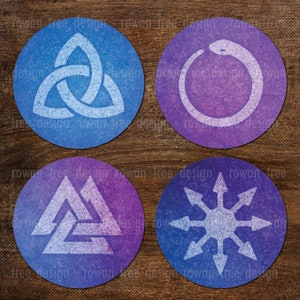 OCCULT SYMBOLS Digital Collage Sheet 1.5in or 1in Circles Pagan Wiccan - no. 0009